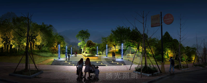 園林廣場(chǎng)夜景燈光效果圖